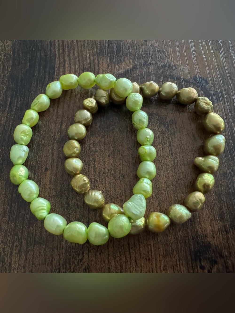 Freshwater Style Lime Green and Pistachio Green Stretch Bracelet Set-Boho Style